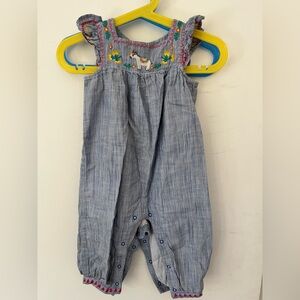 Blue Embroidered Kids Romper